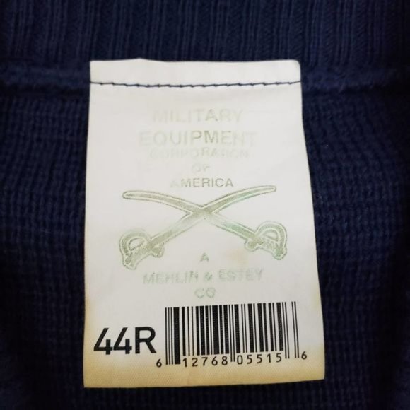 US Military Equipment Mehlin Estey Made in Britain 44R VNeck Sweater Elbow Patch - Picture 3 of 10